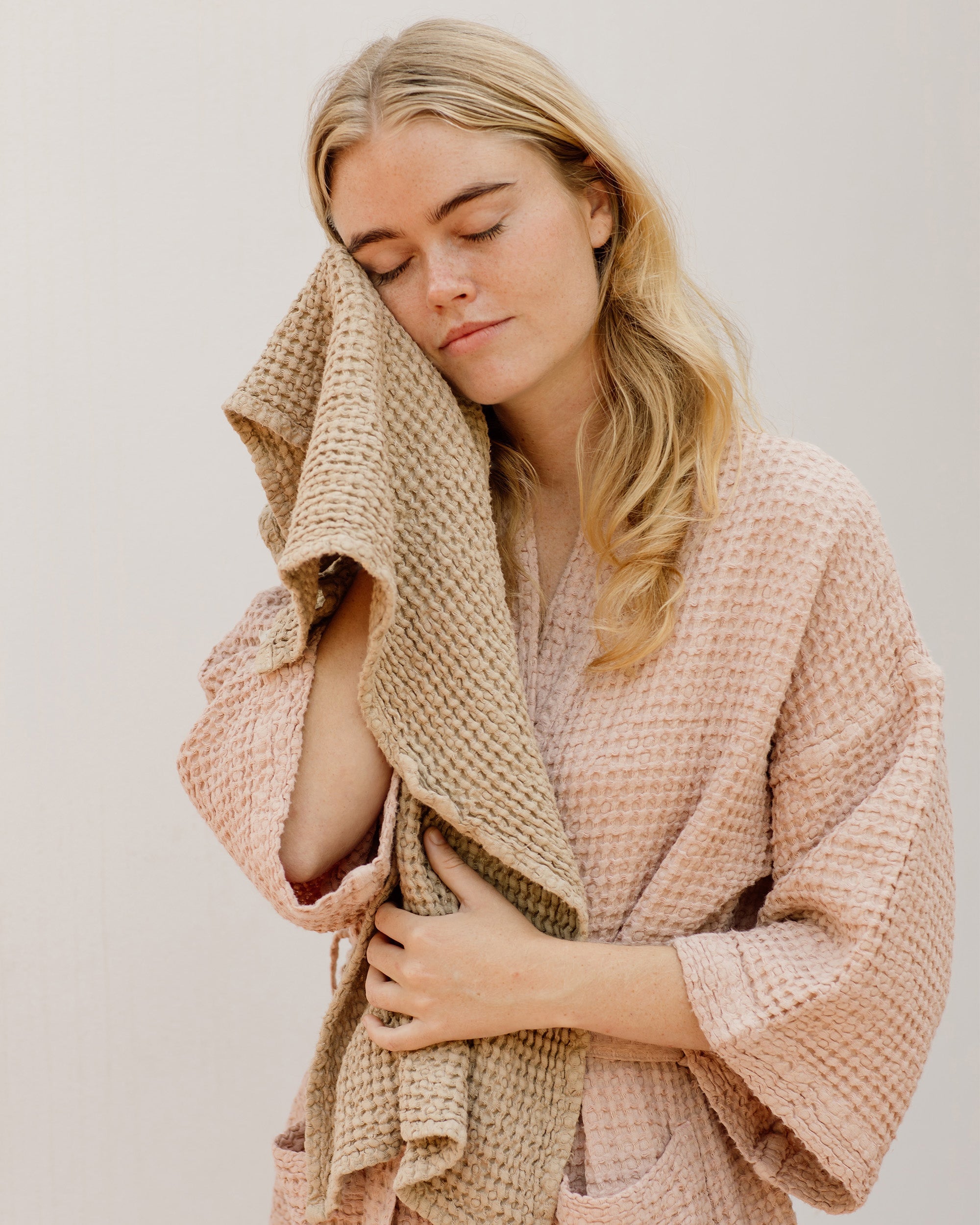 Beige waffle towel set (3 pcs)