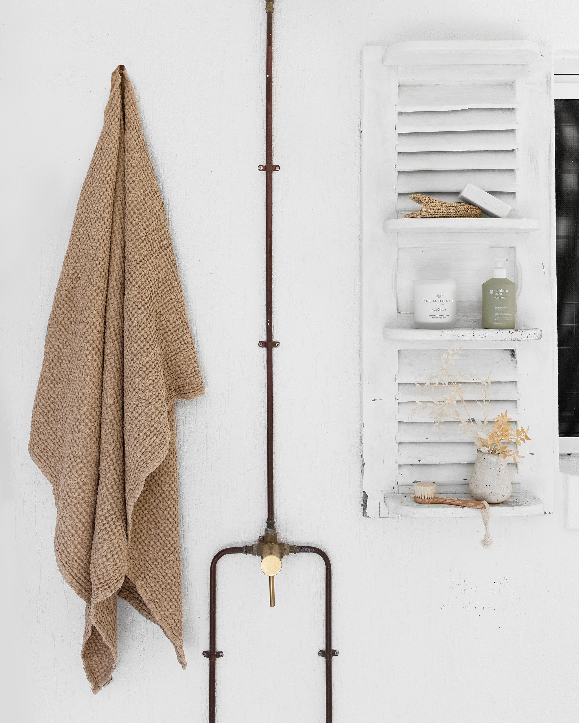 Beige waffle towel set (3 pcs)
