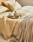 Beige waffle throw
