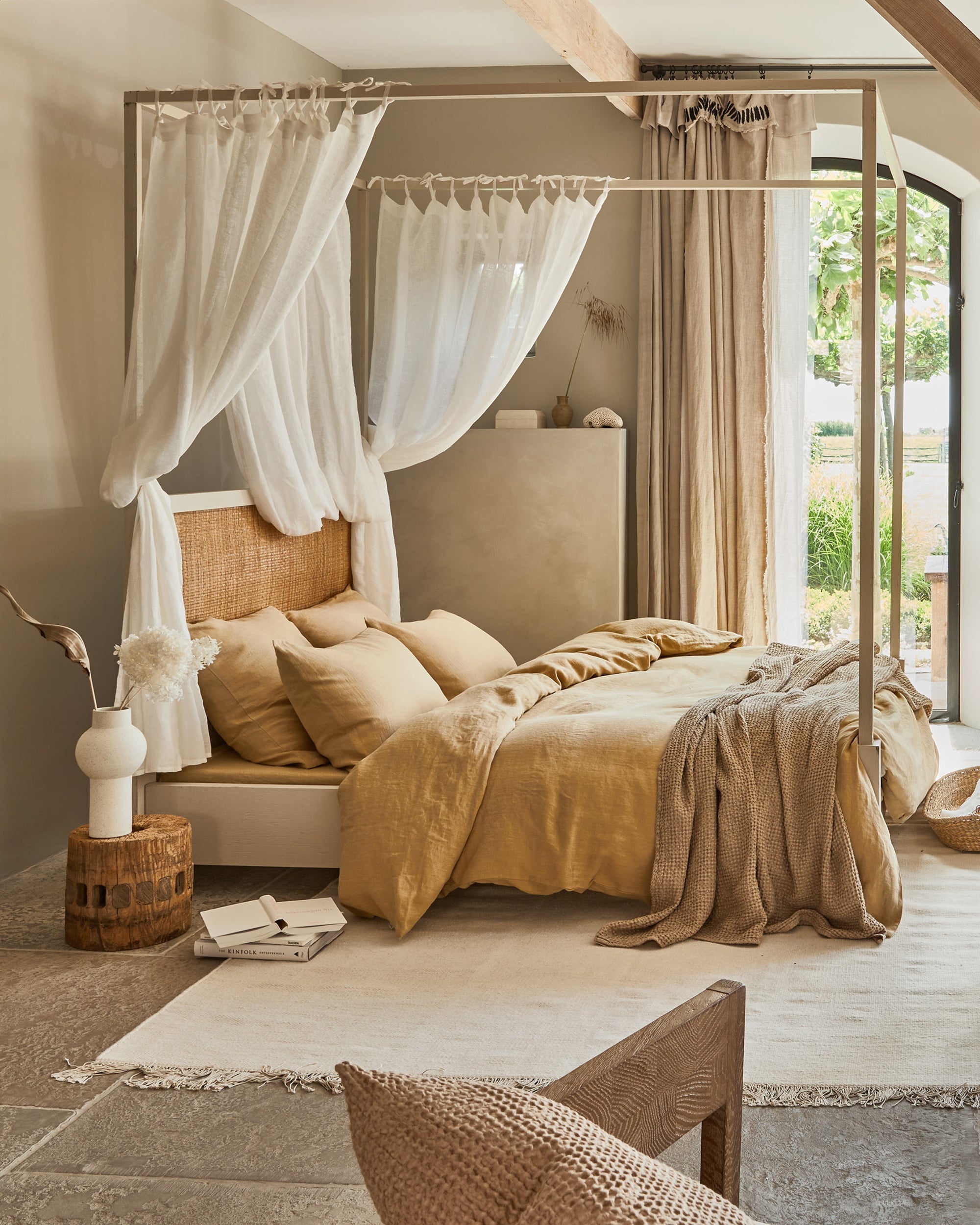 Beige waffle throw