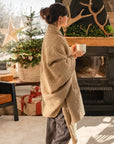 Beige waffle throw