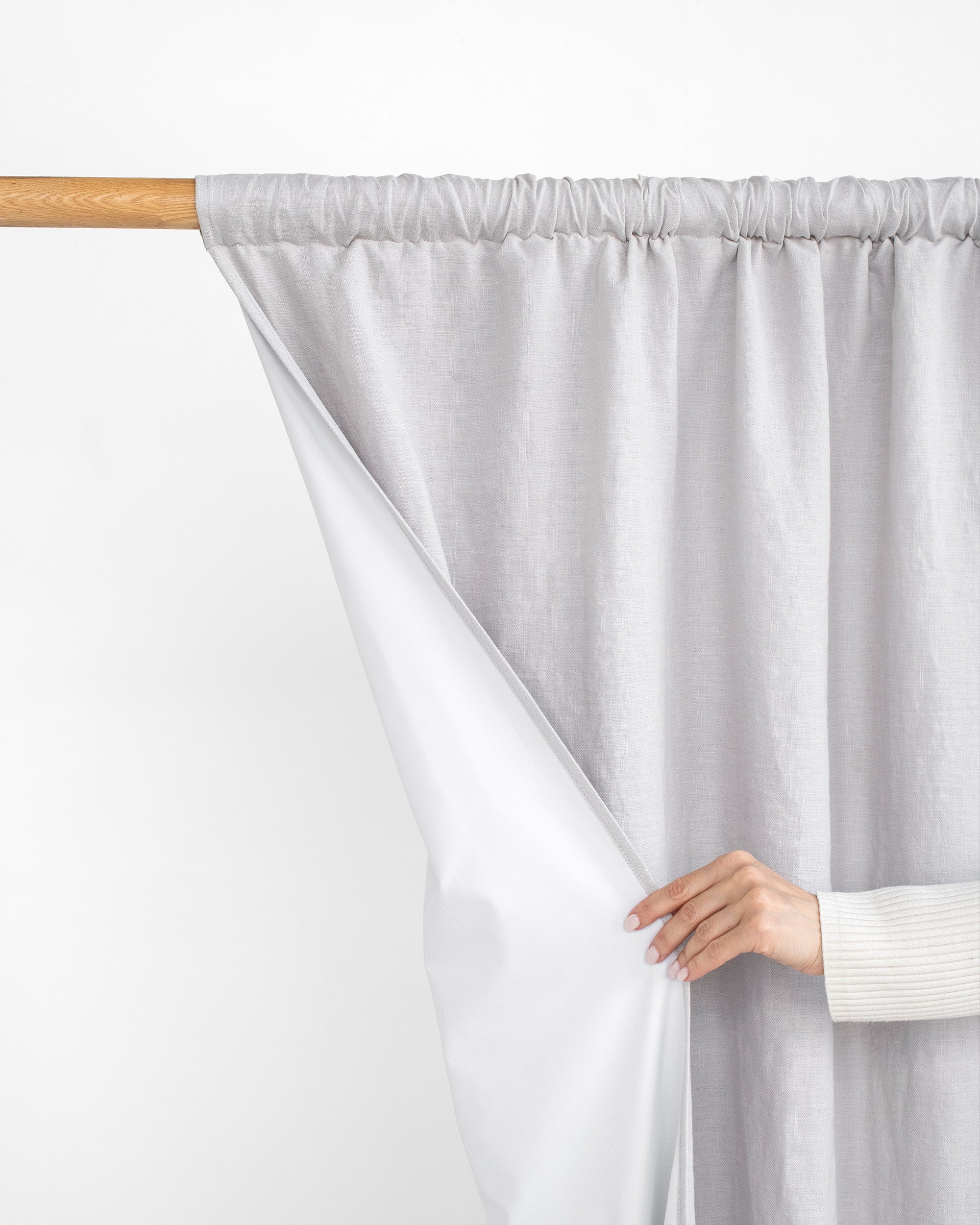 Blackout linen curtain panel (1 pcs) in Light gray