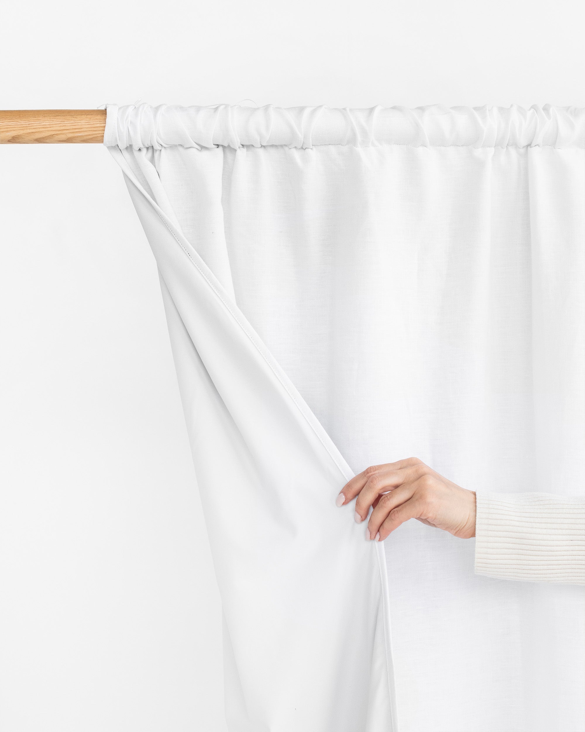 Blackout linen curtain panel (1 pcs) in White