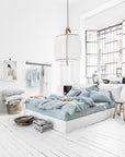 Blue melange linen duvet cover