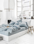 Blue melange linen duvet cover