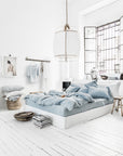 Blue melange linen duvet cover set (3 pcs)