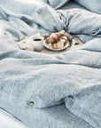 Blue melange linen duvet cover set (3 pcs)