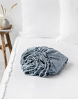 Blue melange linen fitted sheet