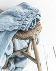 Blue melange linen fitted sheet