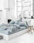 Blue melange linen pillowcase