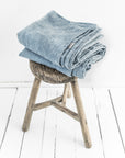 Blue melange linen sheet set (4 pcs)