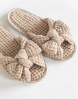 Bow tie Waffle Linen Slippers