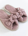Bow tie Waffle Linen Slippers