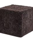 Short Wool Curly Sheepskin Pouf