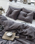 Charcoal gray linen duvet cover
