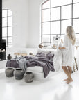 Charcoal gray linen duvet cover