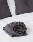 Charcoal gray linen fitted sheet