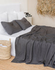 Charcoal gray linen flat sheet
