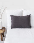 Charcoal gray linen pillowcase
