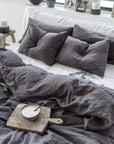 Charcoal gray linen pillowcase