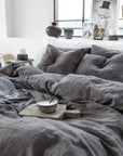 Charcoal gray linen sheet set (4 pcs)