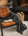 Dark gray waffle throw