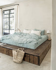 Dusty blue linen sheet set (4 pcs)