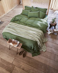 Forest green linen duvet cover