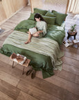Forest green linen duvet cover