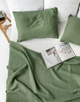 Forest green linen flat sheet
