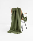 Forest green waffle throw