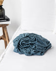 Gray blue linen fitted sheet