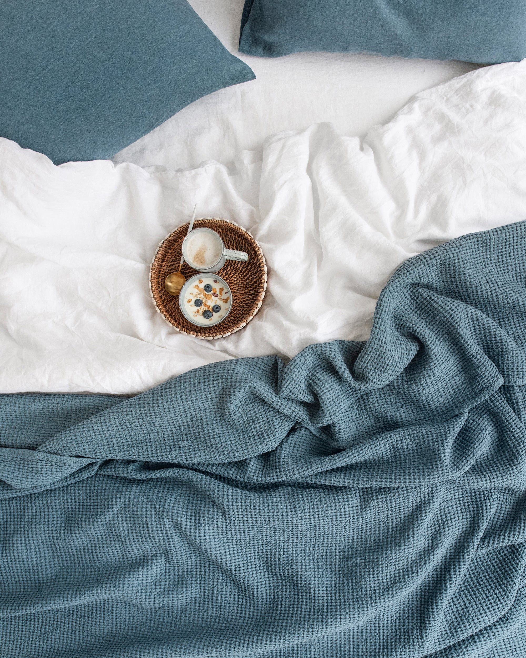 Gray blue waffle blanket