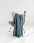 Gray blue waffle throw