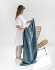 Gray blue waffle throw