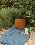 Gray blue waffle throw