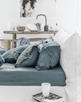 Gray blue linen sheet set (4 pcs)