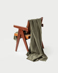 Heavyweight linen throw blanket in Dark green