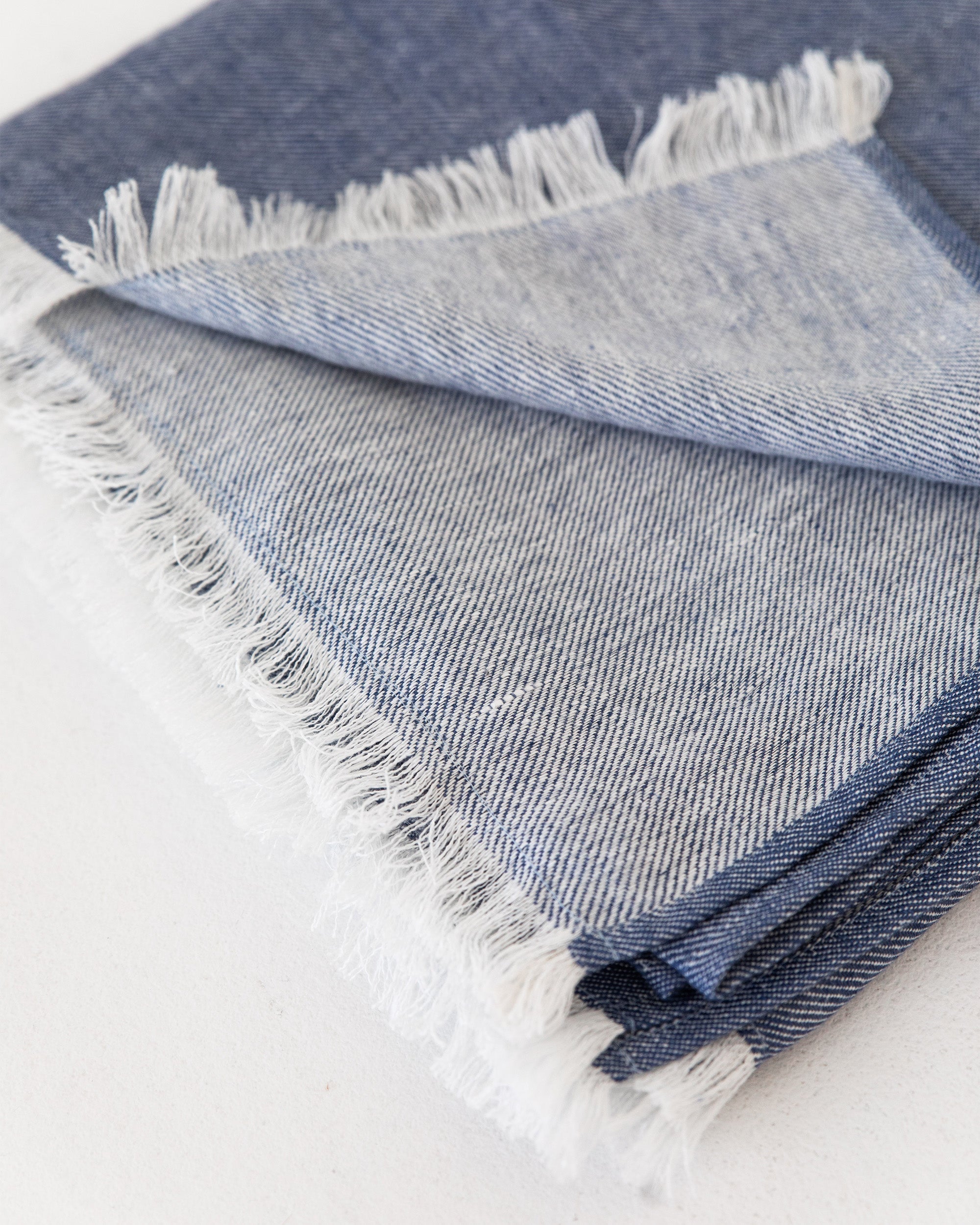 Heavyweight linen throw blanket in Denim