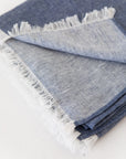 Heavyweight linen throw blanket in Denim