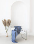 Heavyweight linen throw blanket in Denim