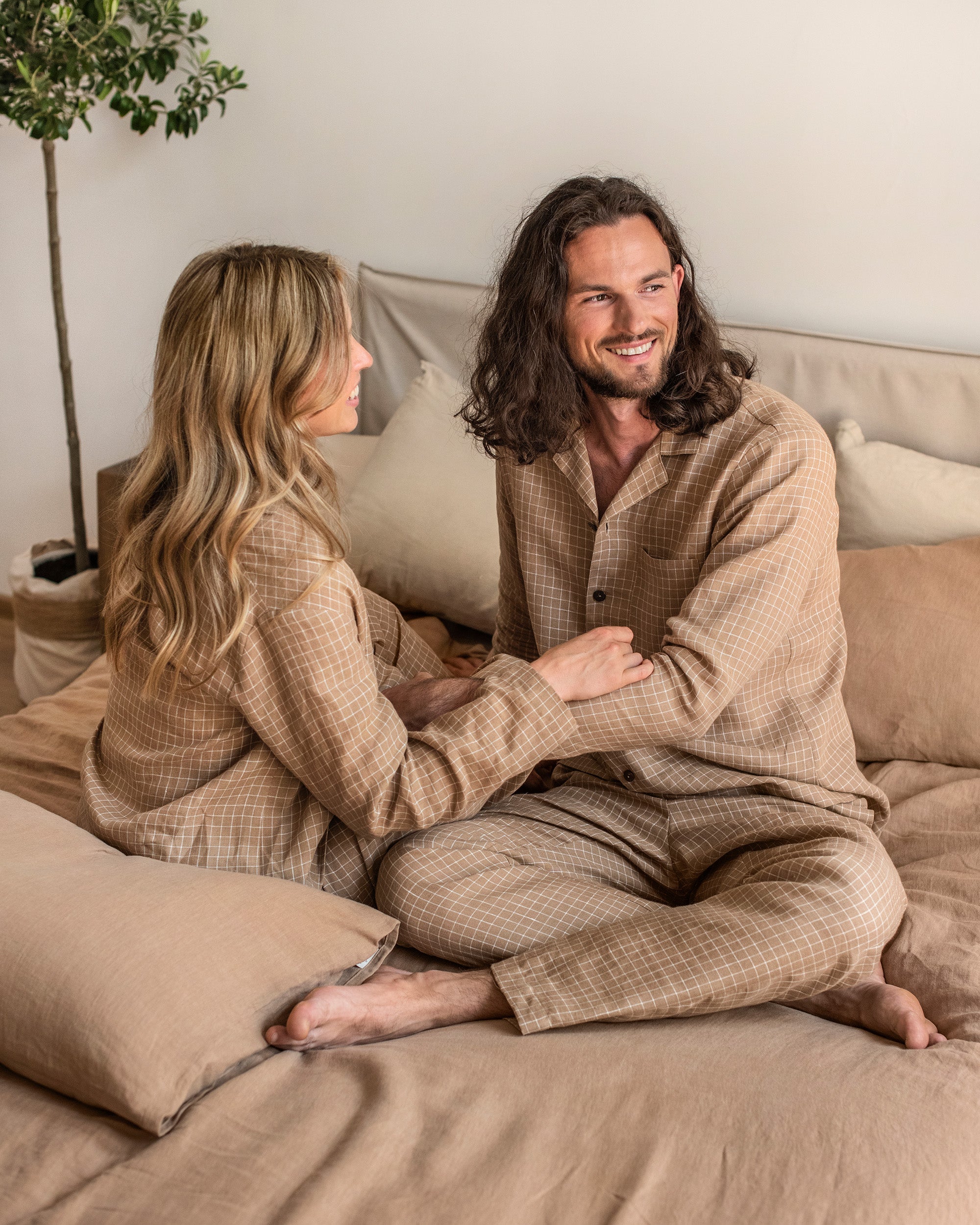 Latte linen flat sheet