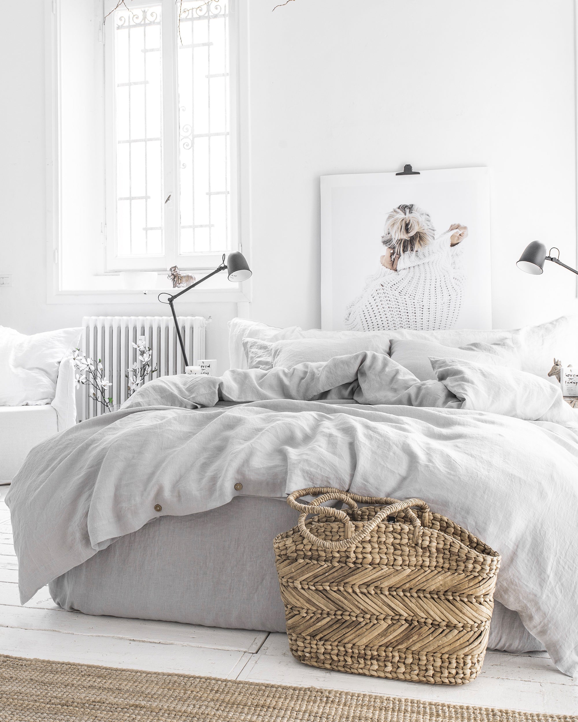 Light gray linen duvet cover set (3 pcs)