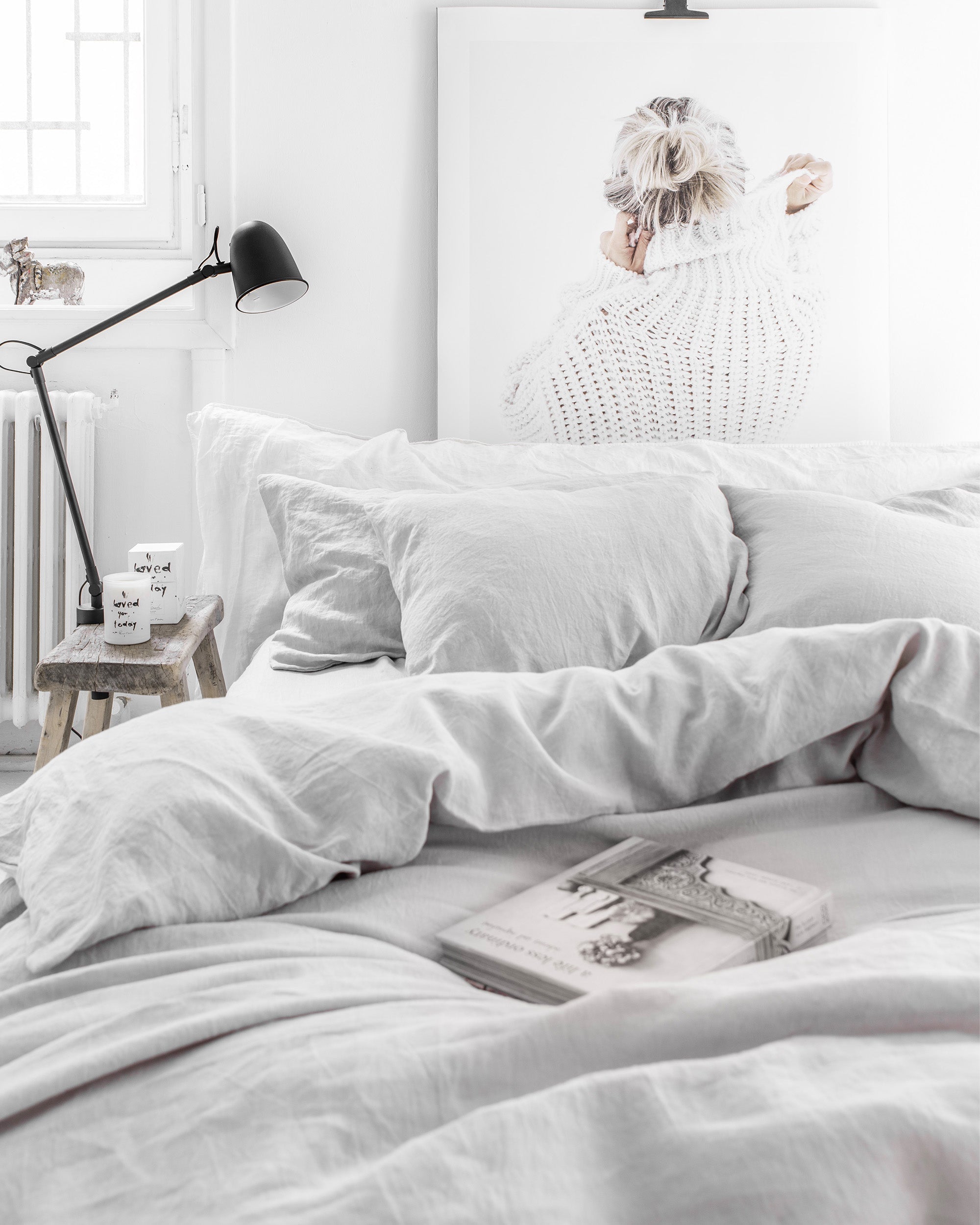 Light gray linen duvet cover set (3 pcs)