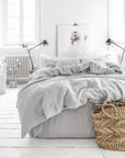 Light gray linen duvet cover set (3 pcs)