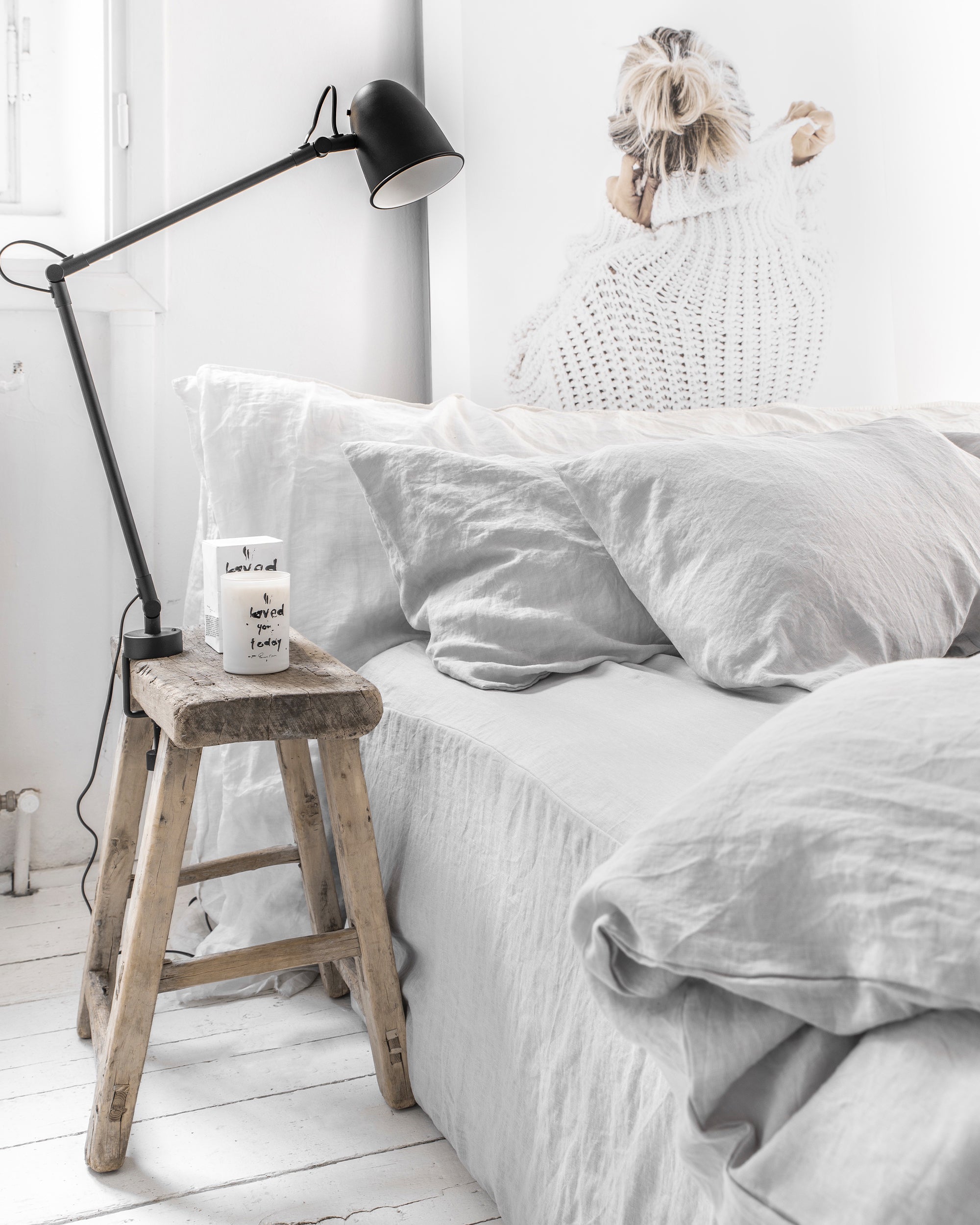 Light gray linen flat sheet