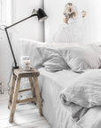 Light gray linen flat sheet