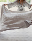 Light gray linen flat sheet