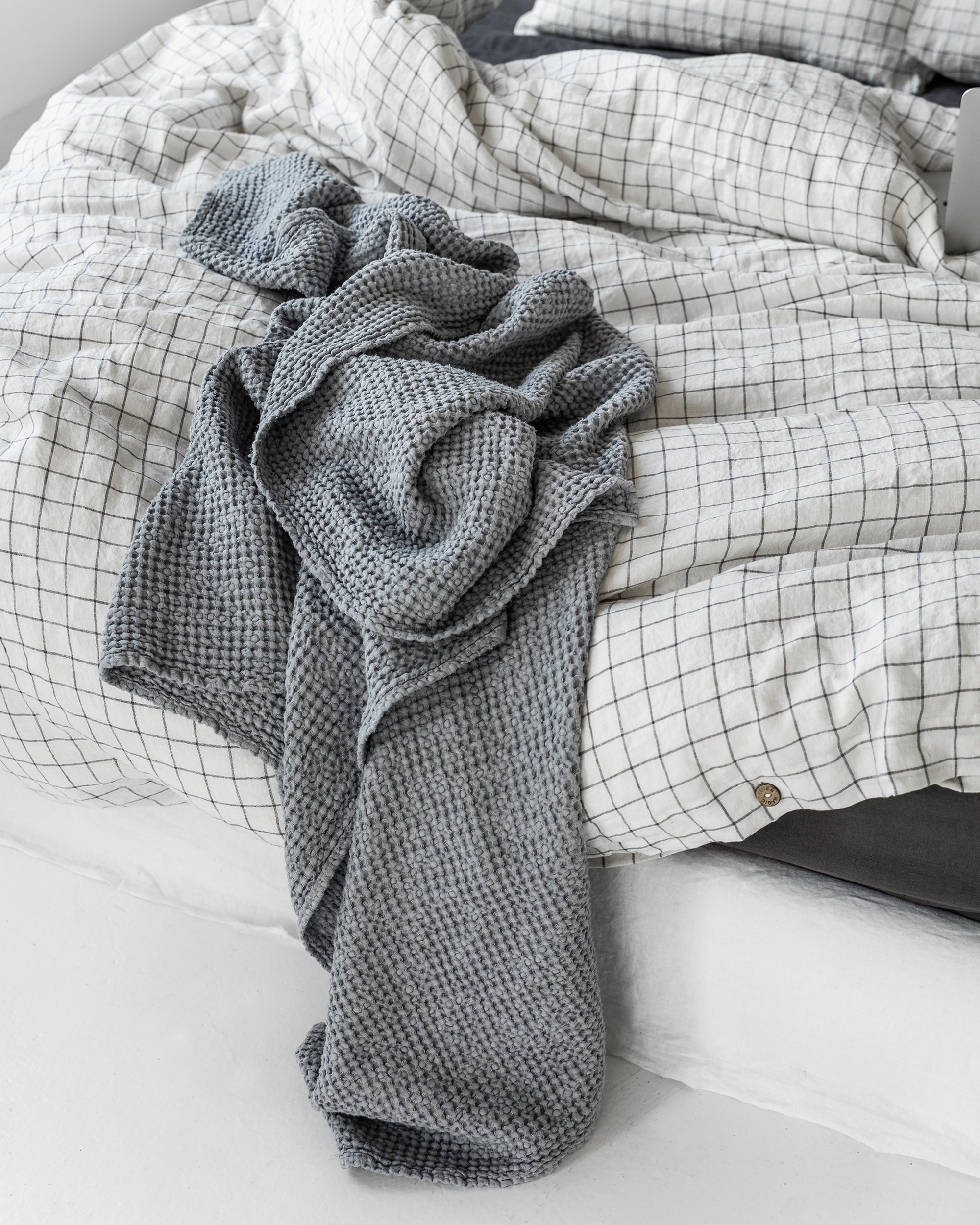 Light gray waffle blanket