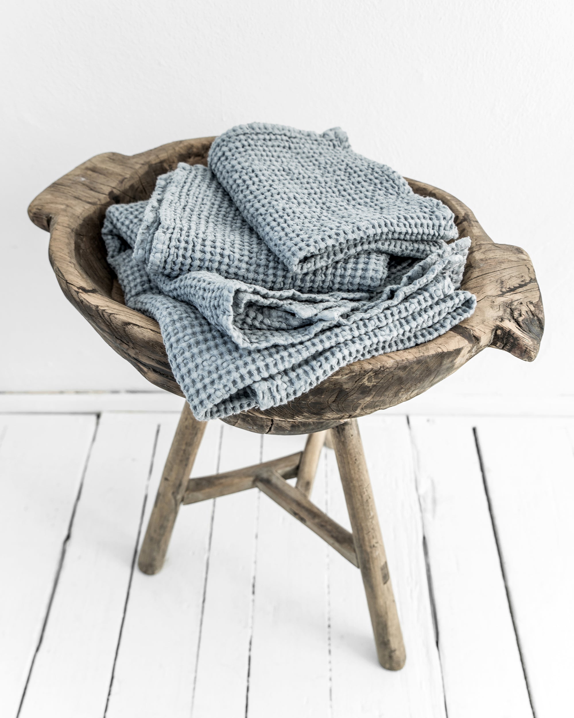 Light gray waffle towel set (3 pcs)